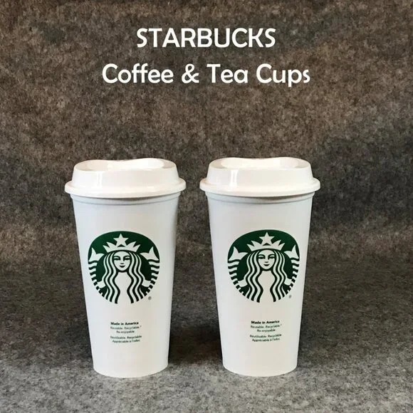 STARBUCKS Reusable Grande 16 OZ Plastic White Coffee Tea Hot Cups Mugs - Picture 1 of 10
